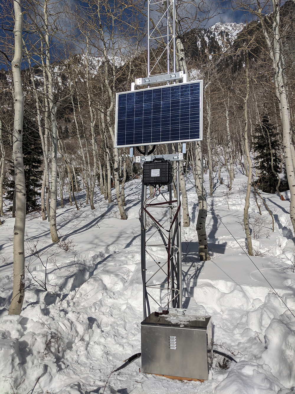 Specially designed Infrasound sensor that measure the pressure changes in the atmosphere caused by the movement of the atmosphere as an avalanche moves downslope.