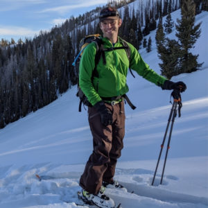 PhD and Founder of Snowbound Solutions, Scott Havens, exploring in the backcountry